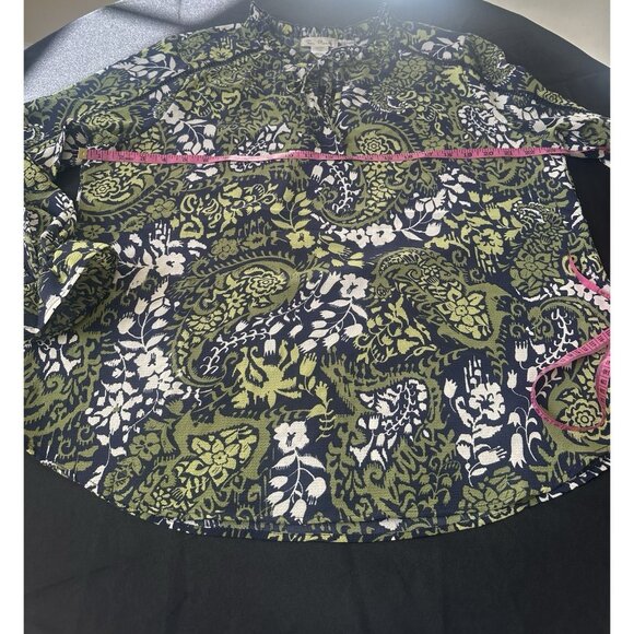 Tea Please Peasant Womens 1X Green Black Balloon Sleeves Boho Blouse Top - Picture 5 of 5